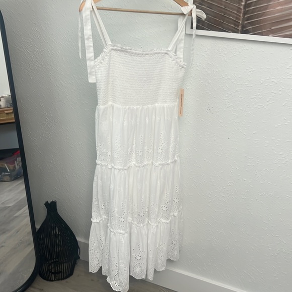 White Aqua Tie Knot Trap Dress - Picture 2 of 10